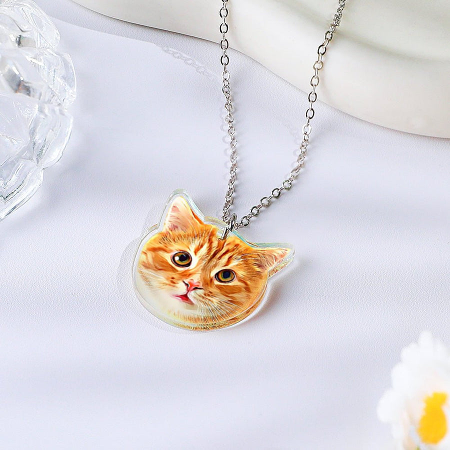 Personalized Pet Portrait Necklace Jewelry Birthday Gift for Pet Lovers - Coolpeacock