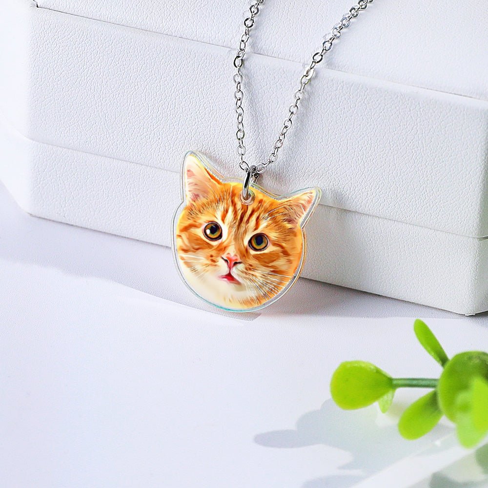 Personalized Pet Portrait Necklace Jewelry Birthday Gift for Pet Lovers - Coolpeacock