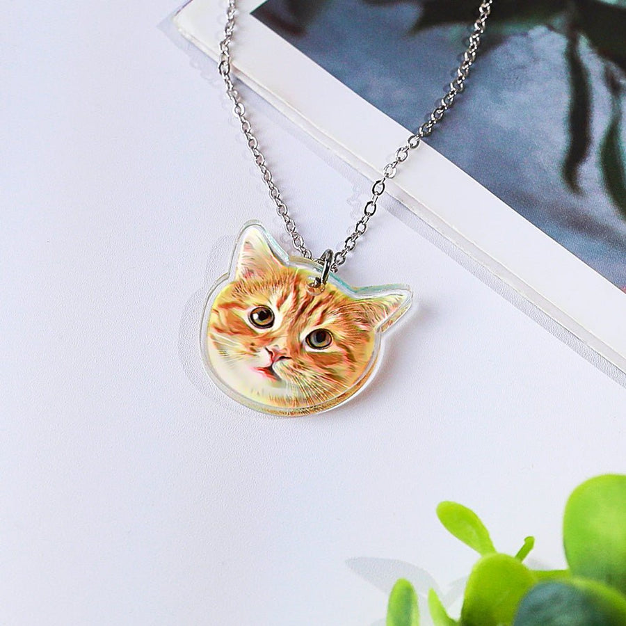 Personalized Pet Portrait Necklace Jewelry Birthday Gift for Pet Lovers - Coolpeacock