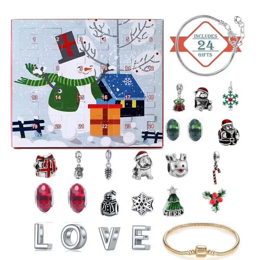 Personalized Photo Charm Christmas Charm Surprise Blind Box Bracelet 24 Calendar Countdown Gift Box Bracelet DIY Charms - Coolpeacock
