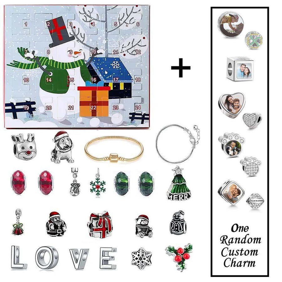 Personalized Photo Charm Christmas Charm Surprise Blind Box Bracelet 24 Calendar Countdown Gift Box Bracelet DIY Charms - Coolpeacock