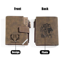 Personalized Photo Men's Foldable Leather Wallet with Text Father's Day Birthday Gift for Him - Coolpeacock