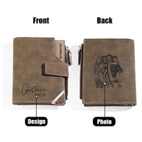 Personalized Photo Men's Foldable Leather Wallet with Text Father's Day Birthday Gift for Him - Coolpeacock