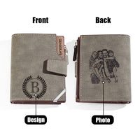 Personalized Photo Men's Foldable Leather Wallet with Text Father's Day Birthday Gift for Him - Coolpeacock