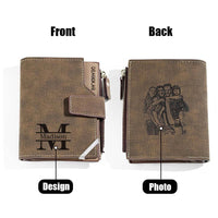 Personalized Photo Men's Foldable Leather Wallet with Text Father's Day Birthday Gift for Him - Coolpeacock