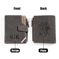 Personalized Photo Men's Foldable Leather Wallet with Text Father's Day Birthday Gift for Him - Coolpeacock