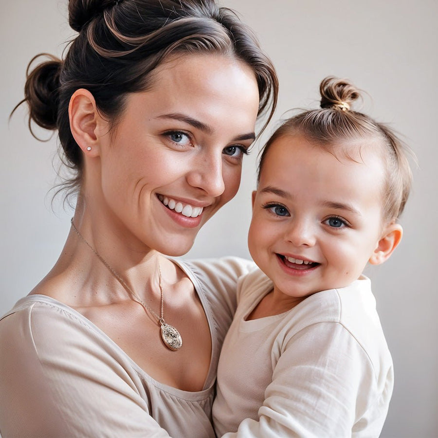 Personalized Photo Necklace Embossed Cubic Locket Necklace Birthday Gift for Mom - Coolpeacock