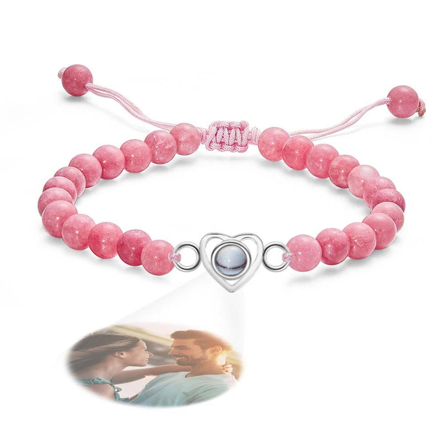 Personalized Photo Projection Beads Bracelet Heart - Shaped Bracelet Beautiful Gift For Her - Coolpeacock