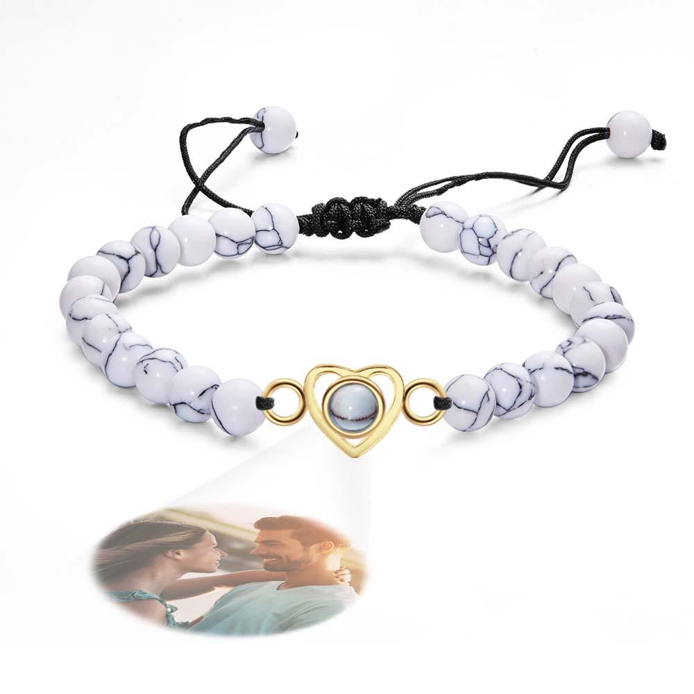 Personalized Photo Projection Beads Bracelet Heart - Shaped Bracelet Beautiful Gift For Her - Coolpeacock