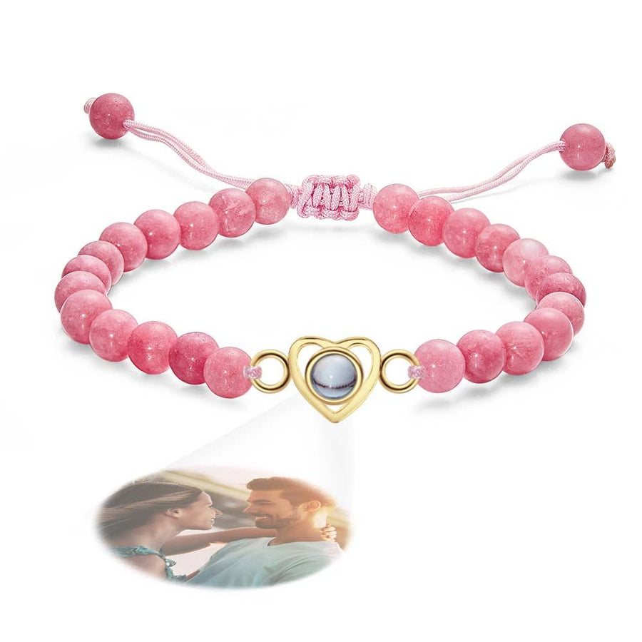 Personalized Photo Projection Beads Bracelet Heart - Shaped Bracelet Beautiful Gift For Her - Coolpeacock