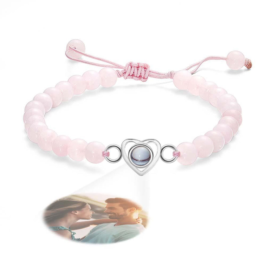 Personalized Photo Projection Beads Bracelet Heart - Shaped Bracelet Beautiful Gift For Her - Coolpeacock