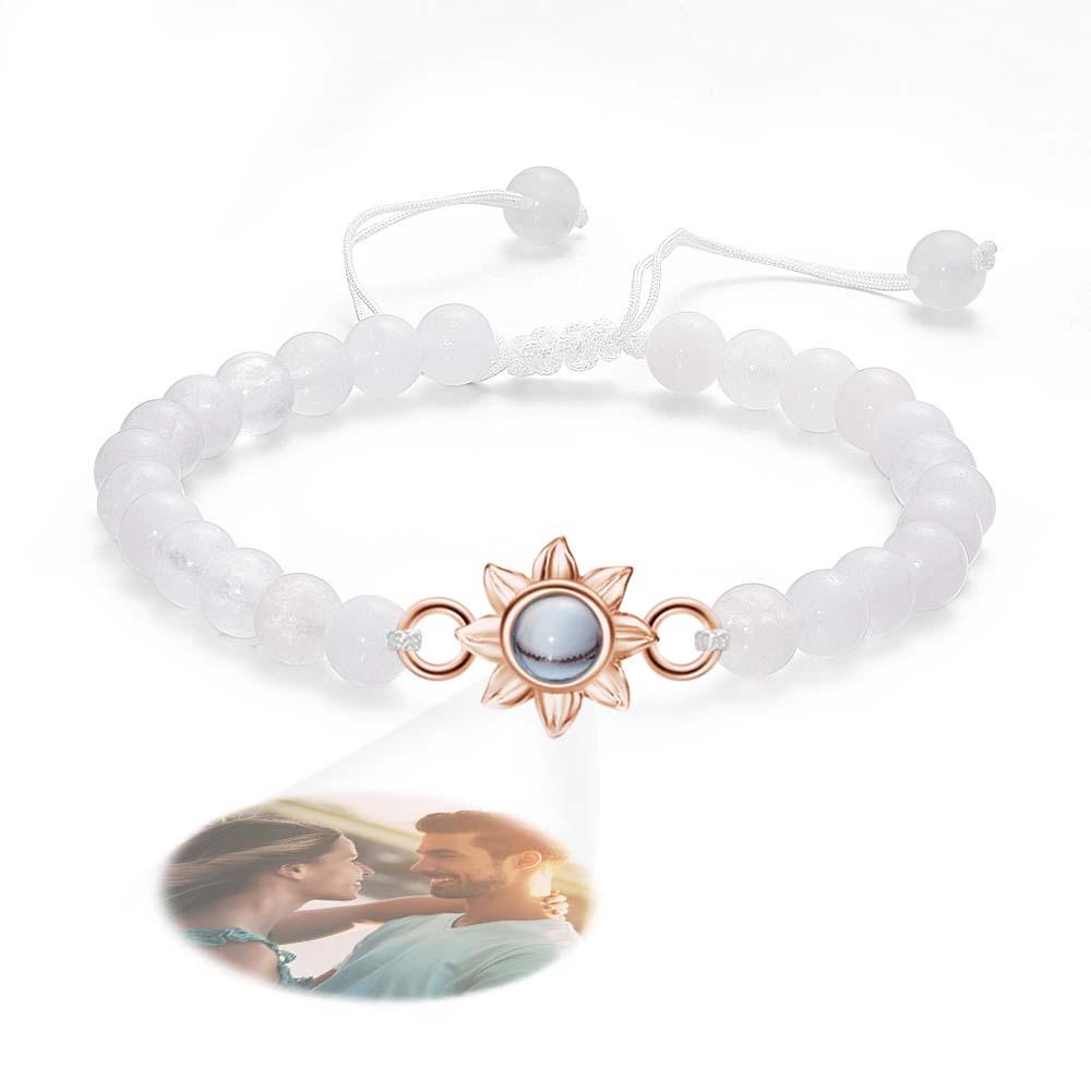 Personalized Photo Projection Beads Bracelet With Sunflower Creative Gift For Her - Coolpeacock