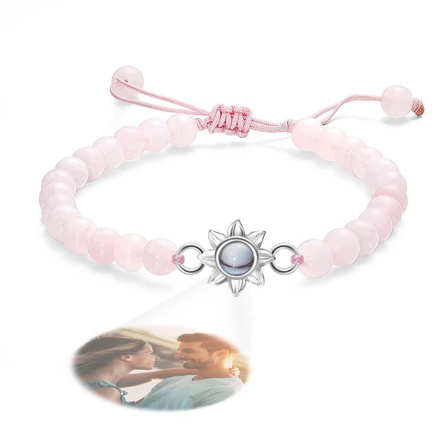 Personalized Photo Projection Beads Bracelet With Sunflower Creative Gift For Her - Coolpeacock