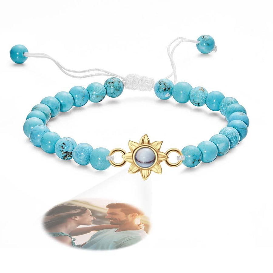 Personalized Photo Projection Beads Bracelet With Sunflower Creative Gift For Her - Coolpeacock