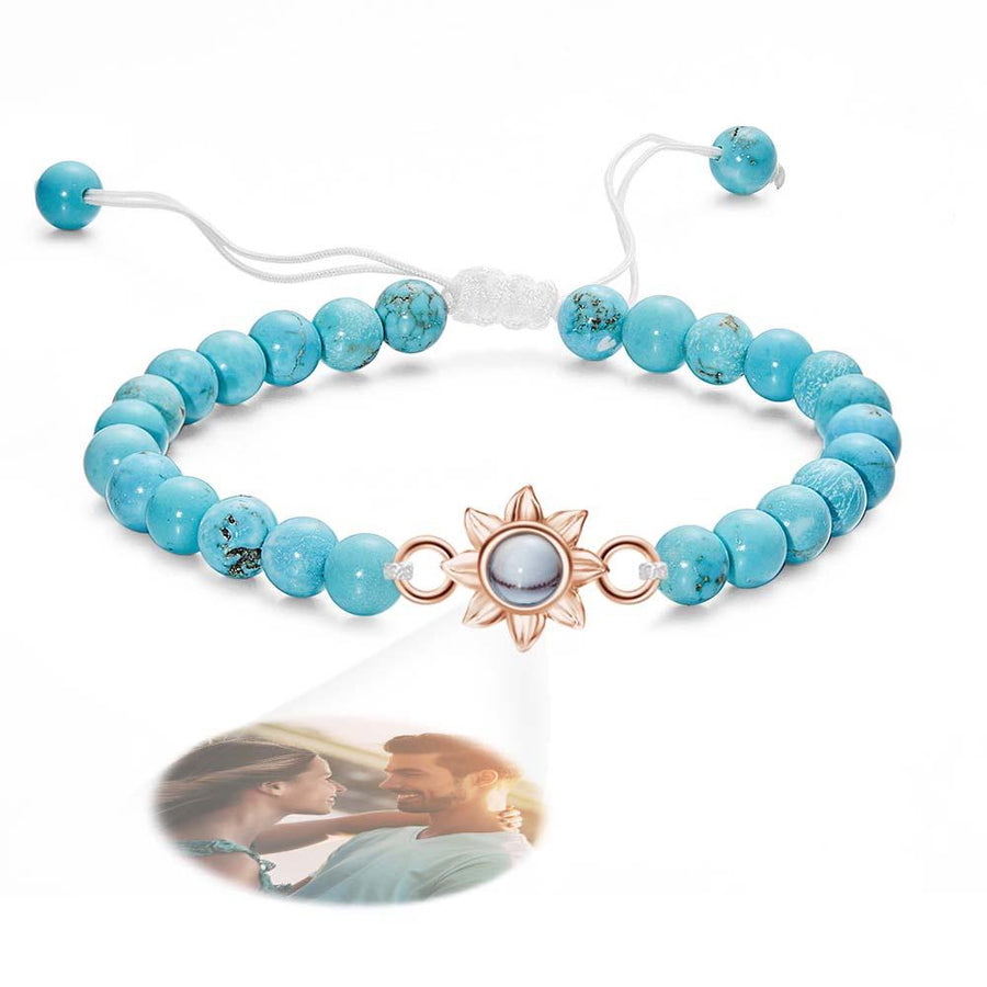 Personalized Photo Projection Beads Bracelet With Sunflower Creative Gift For Her - Coolpeacock