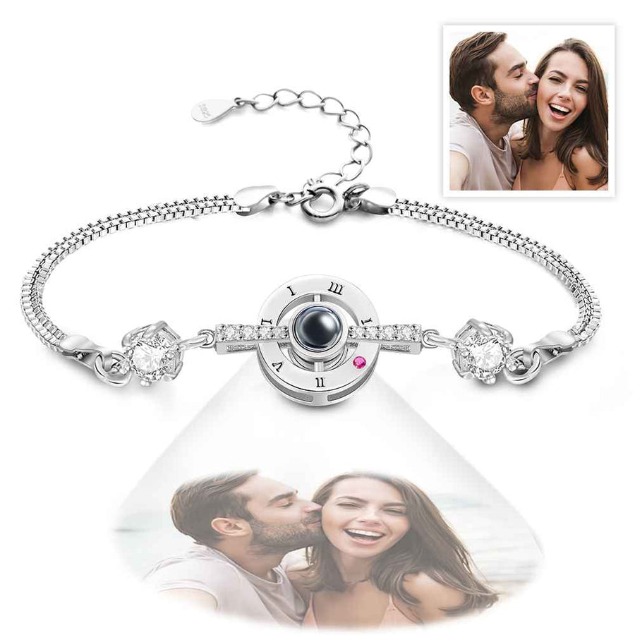 Personalized Photo Projection Bracelet Roman Numerals Elegant Bracelet For Her - Coolpeacock