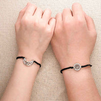 Personalized Photo Projection Bracelet Sun And Moon Braided Rope Bracelet For Couples - Coolpeacock