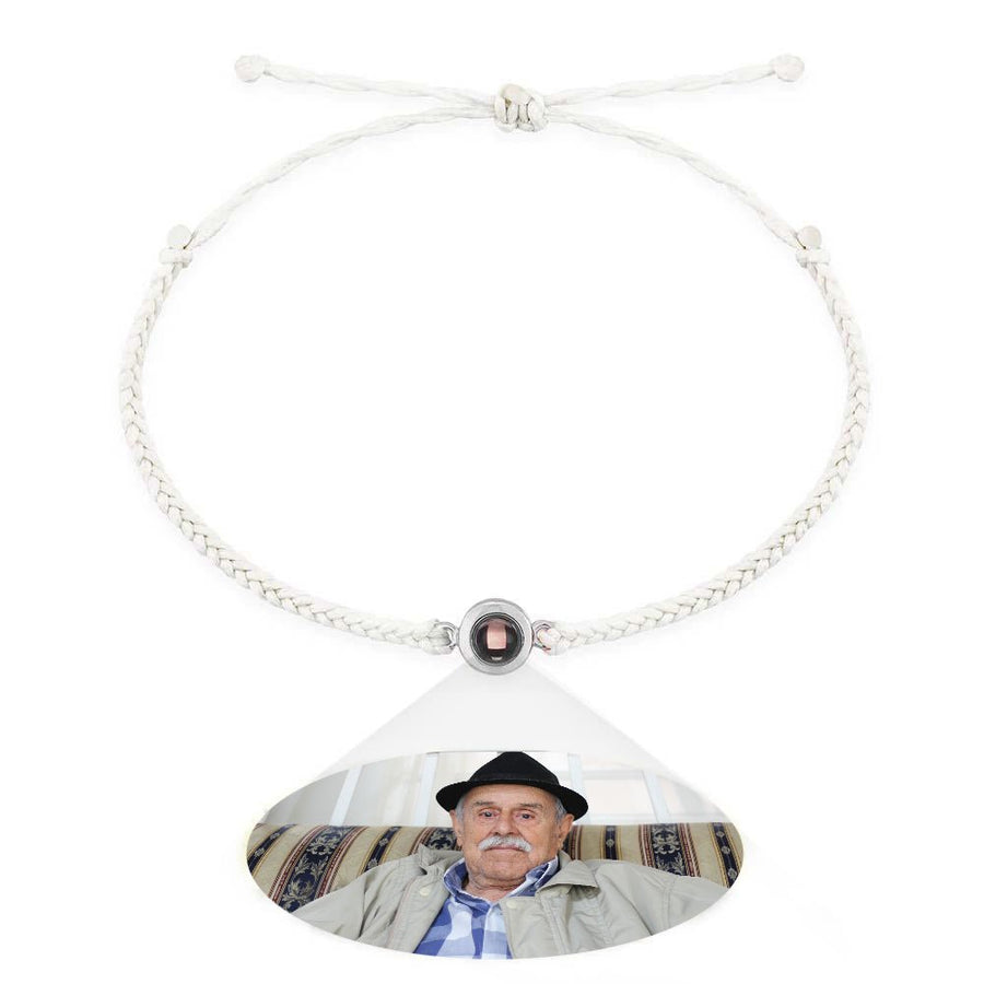 Personalized Photo Projection Couple Bracelet Braided Black Rope Bracelet Gift for Parents and Grandparents - Coolpeacock
