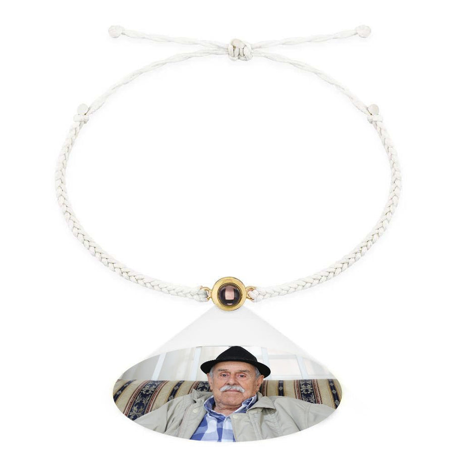 Personalized Photo Projection Couple Bracelet Braided Black Rope Bracelet Gift for Parents and Grandparents - Coolpeacock