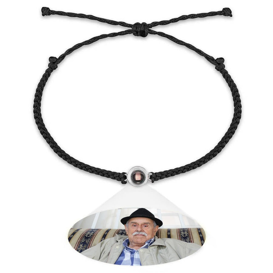 Personalized Photo Projection Couple Bracelet Braided Black Rope Bracelet Gift for Parents and Grandparents - Coolpeacock