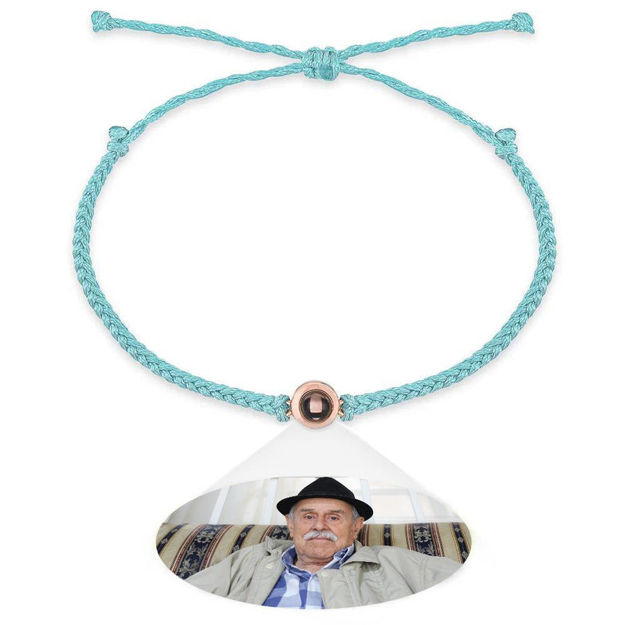 Personalized Photo Projection Couple Bracelet Braided Black Rope Bracelet Gift for Parents and Grandparents - Coolpeacock