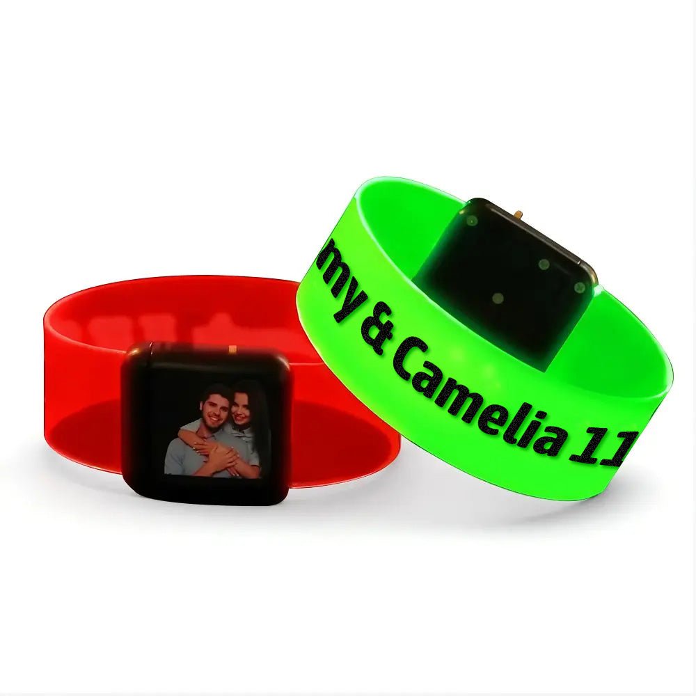 Personalized Photo & Text Glow Bracelets with Photo LED Bracelets Party Supplies for Wedding Birthdays Concerts - Coolpeacock