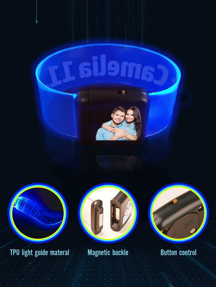 Personalized Photo & Text Glow Bracelets with Photo LED Bracelets Party Supplies for Wedding Birthdays Concerts - Coolpeacock