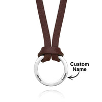 Personalized PU Leather Cord Necklace with Engraved Name Necklace Birthday Anniversary Gift for Man - Coolpeacock