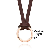 Personalized PU Leather Cord Necklace with Engraved Name Necklace Birthday Anniversary Gift for Man - Coolpeacock