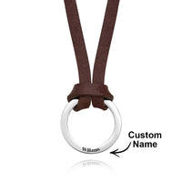 Personalized PU Leather Cord Necklace with Engraved Name Necklace Birthday Anniversary Gift for Man - Coolpeacock