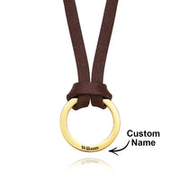 Personalized PU Leather Cord Necklace with Engraved Name Necklace Birthday Anniversary Gift for Man - Coolpeacock