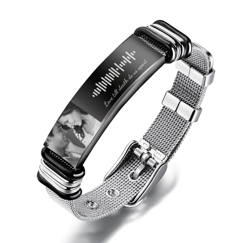 Personalized Scannable Music Code Mens Bracelet - Coolpeacock