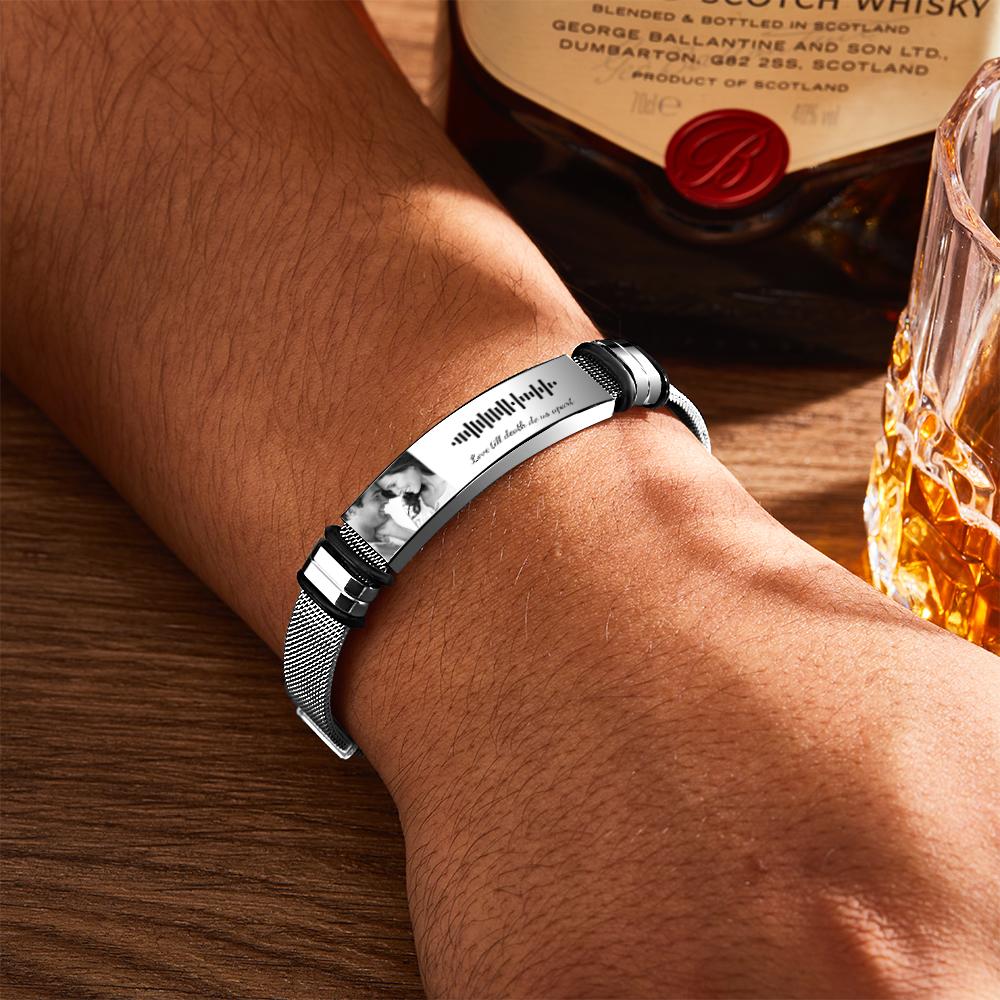 Personalized Scannable Music Code Mens Bracelet - Coolpeacock
