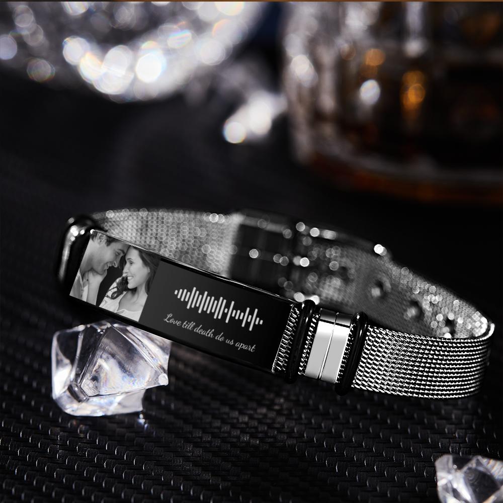 Personalized Scannable Music Code Mens Bracelet - Coolpeacock