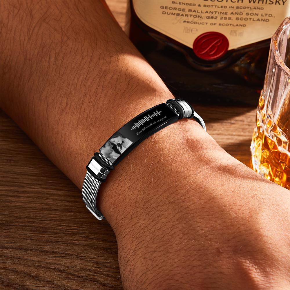 Personalized Scannable Music Code Mens Bracelet - Coolpeacock