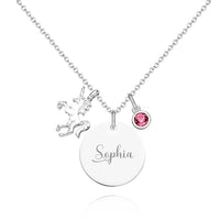 Personalized Unicorn Necklace with Birthstone Name Necklace Birthday Gift for Girls - Coolpeacock