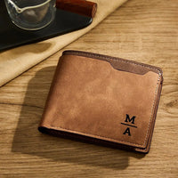 Personalized Unisex Wallet Bifold Leather Customize Wallet Engraved Wallet Photo Wallet Father's Day Gifts - Coolpeacock