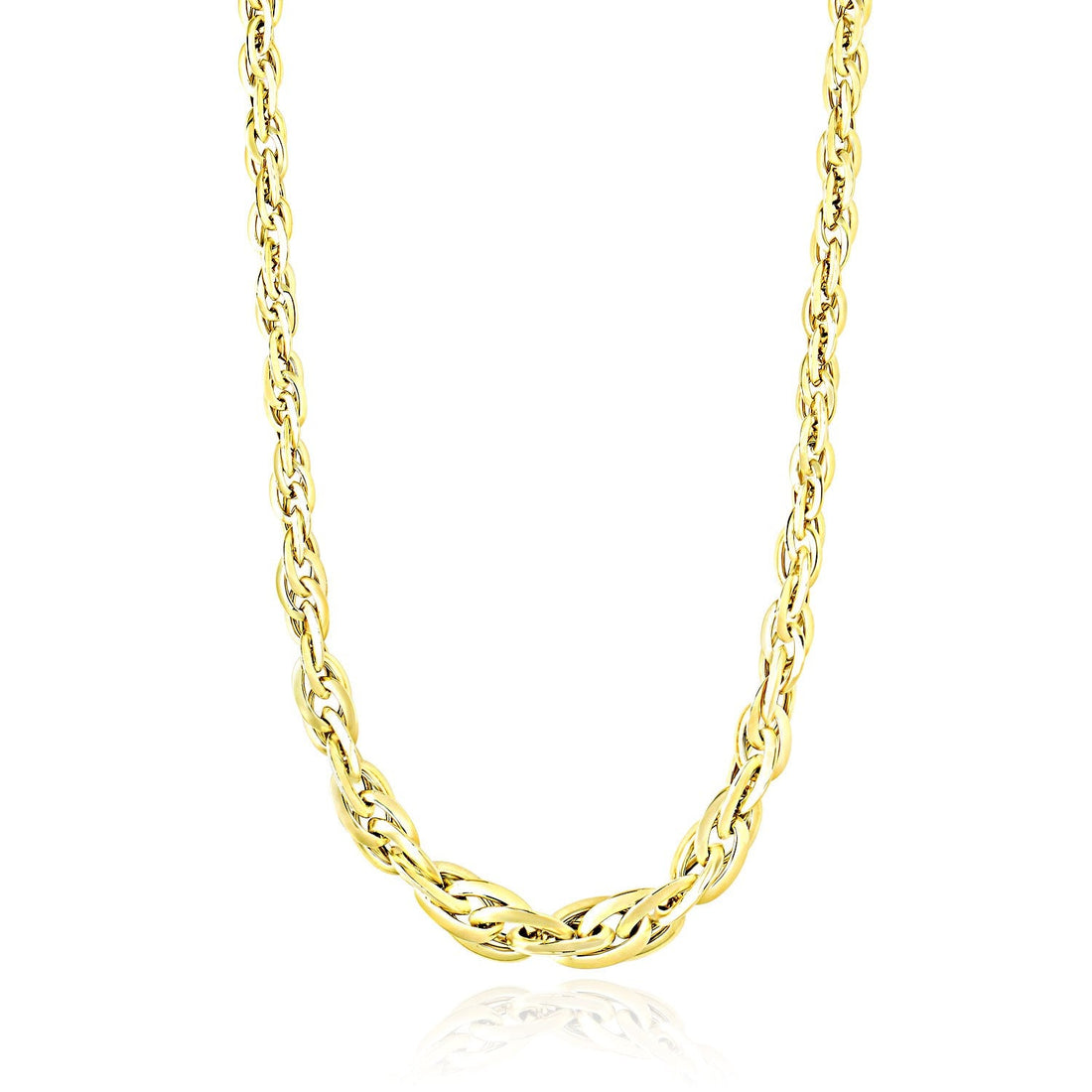 Polished Double Oval Link Chain Necklace in 14k Yellow Gold - Coolpeacock