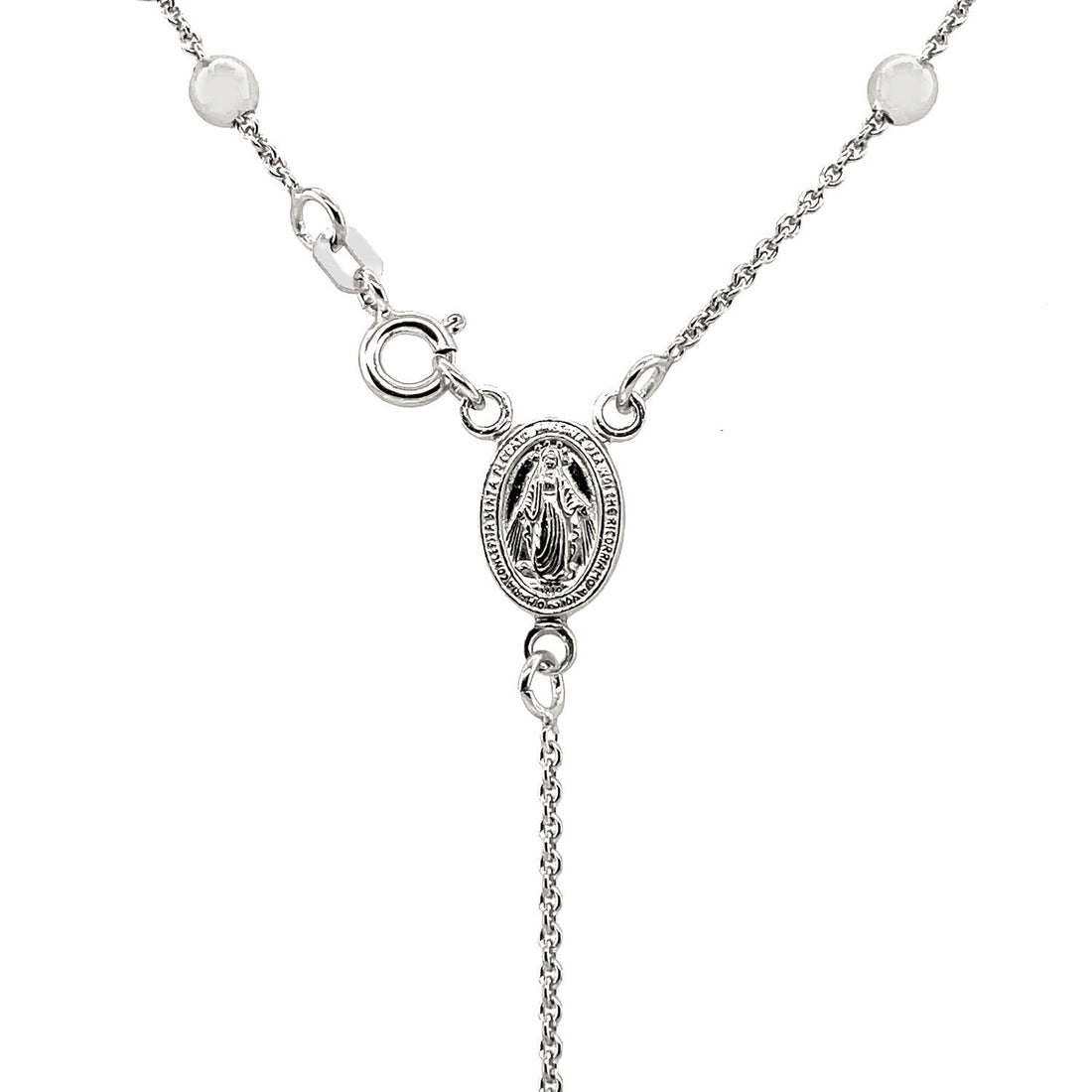 Polished Rosary Chain and Bead Necklace in Sterling Silver - Coolpeacock