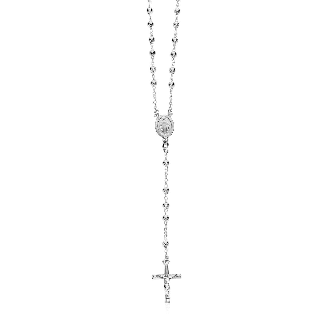 Polished Rosary Chain and Bead Necklace in Sterling Silver - Coolpeacock