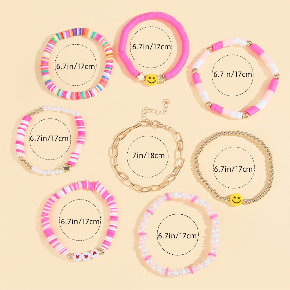 Preppy Bracelets Set Soft Clay Bohemian Layering Bracelets Jewelry for Her - Coolpeacock