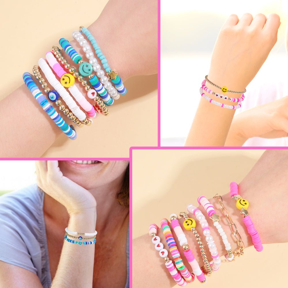 Preppy Bracelets Set Soft Clay Bohemian Layering Bracelets Jewelry for Her - Coolpeacock
