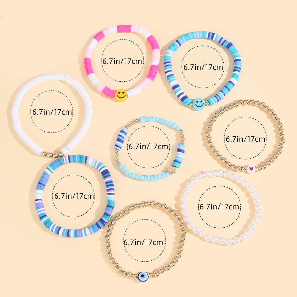 Preppy Bracelets Set Soft Clay Bohemian Layering Bracelets Jewelry for Her - Coolpeacock