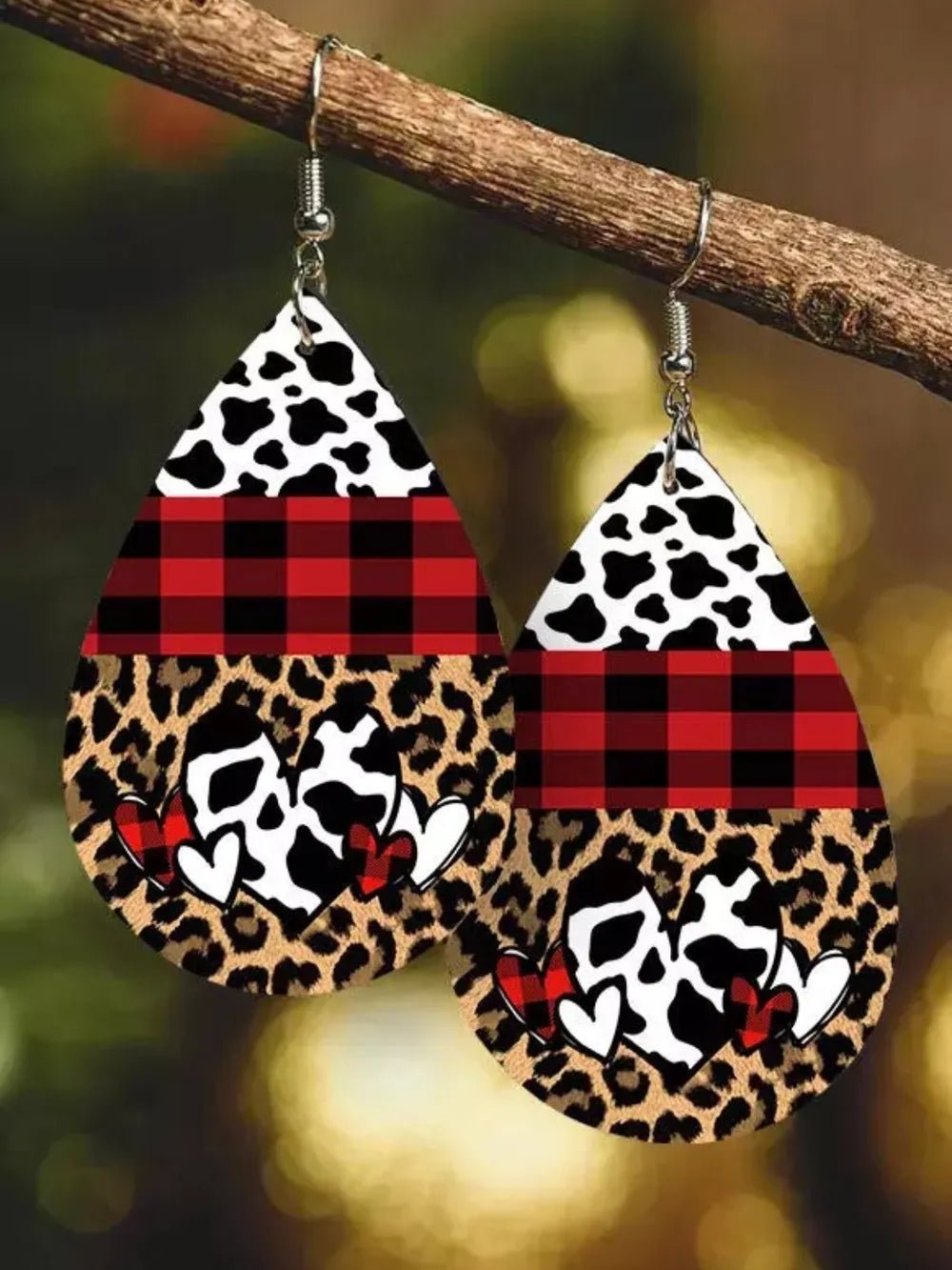 Printed PU Leather Dangle Earrings - Coolpeacock