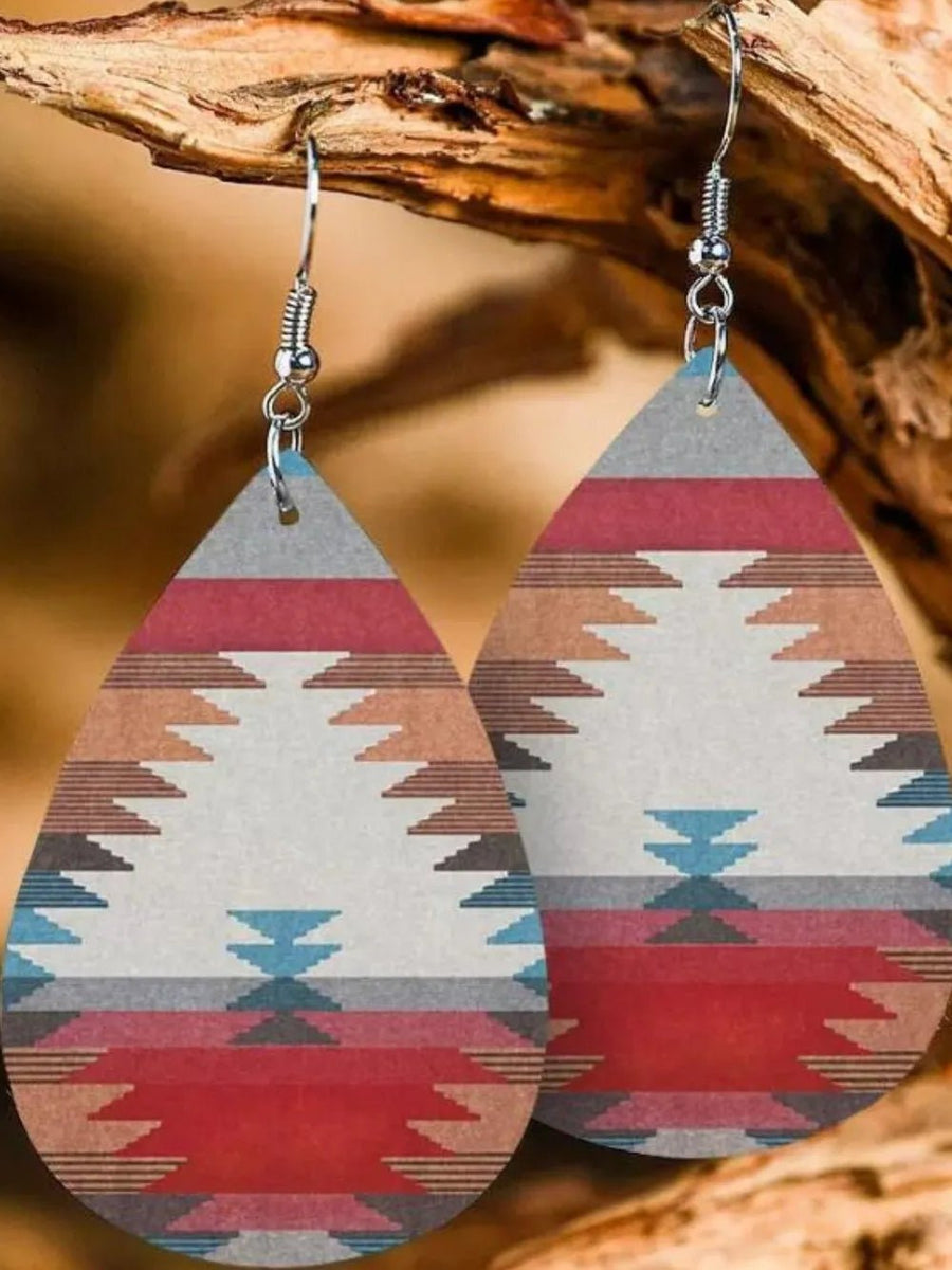 Printed PU Leather Dangle Earrings - Coolpeacock