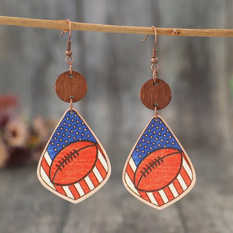 Printed Wooden Dangle Earrings - Coolpeacock