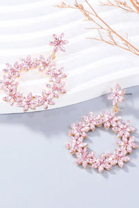 Rhinestone Flower Dangle Earrings - Coolpeacock