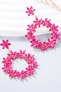 Rhinestone Flower Dangle Earrings - Coolpeacock