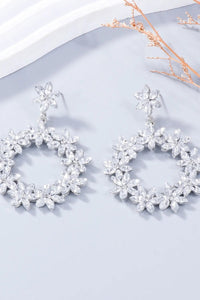 Rhinestone Flower Dangle Earrings - Coolpeacock