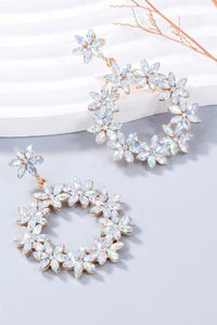 Rhinestone Flower Dangle Earrings - Coolpeacock